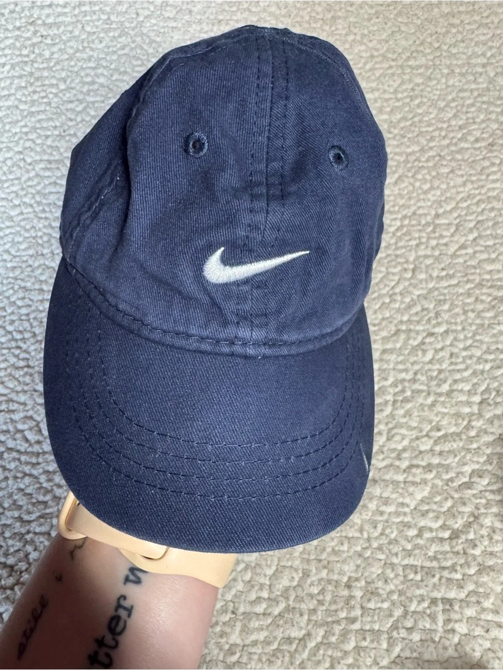 Nike Kids Navy and White Swoosh Baseball Hat
